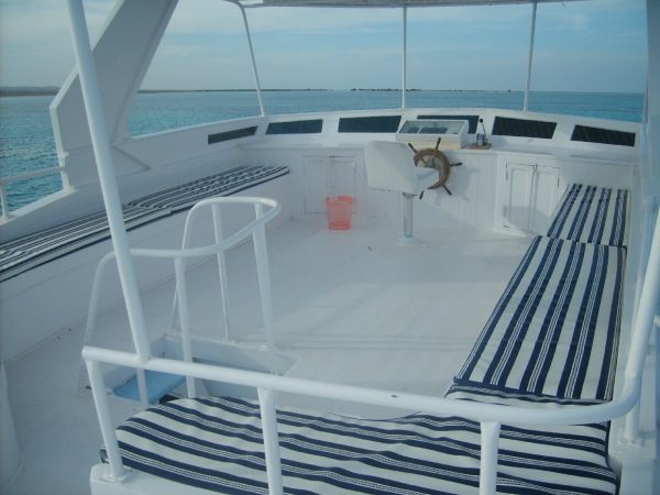 Panoramic view from the sun deck of the fishing vessel 