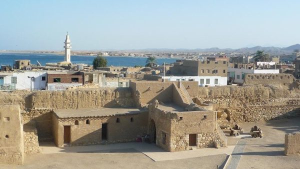 View from El Quseir Fort's high viewing tower looking towards the sea. Photo copyright: Alisdare Hickson. c. 2009. 