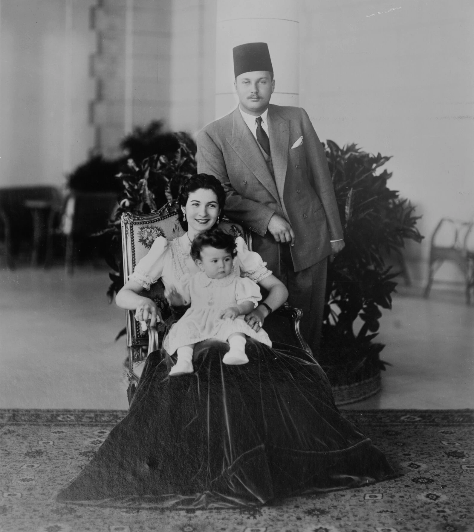 King Farouk and Queen Farida, circa 1939-40, captured shortly before or after their visit to El Quseir.  Source: Library of Congress Public Domain 