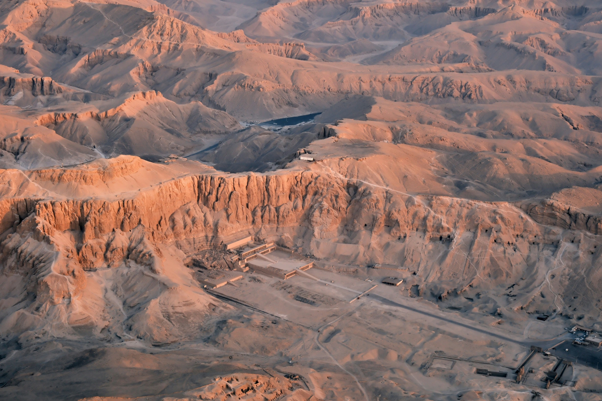 Hatshepsut's mortuary temple at sunrise.
Photo credit: Zhenyuan Zhang via Unsplash