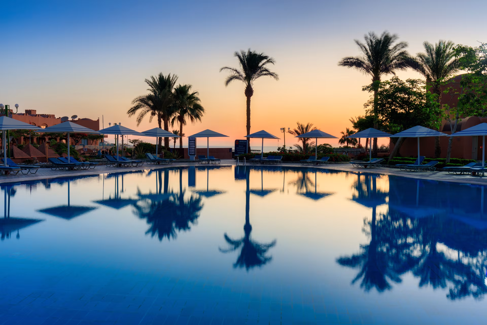 Dawn by the pool. Reflect on a new day. 
Photo credit: Patryk Kosmider/Shutterstock.com