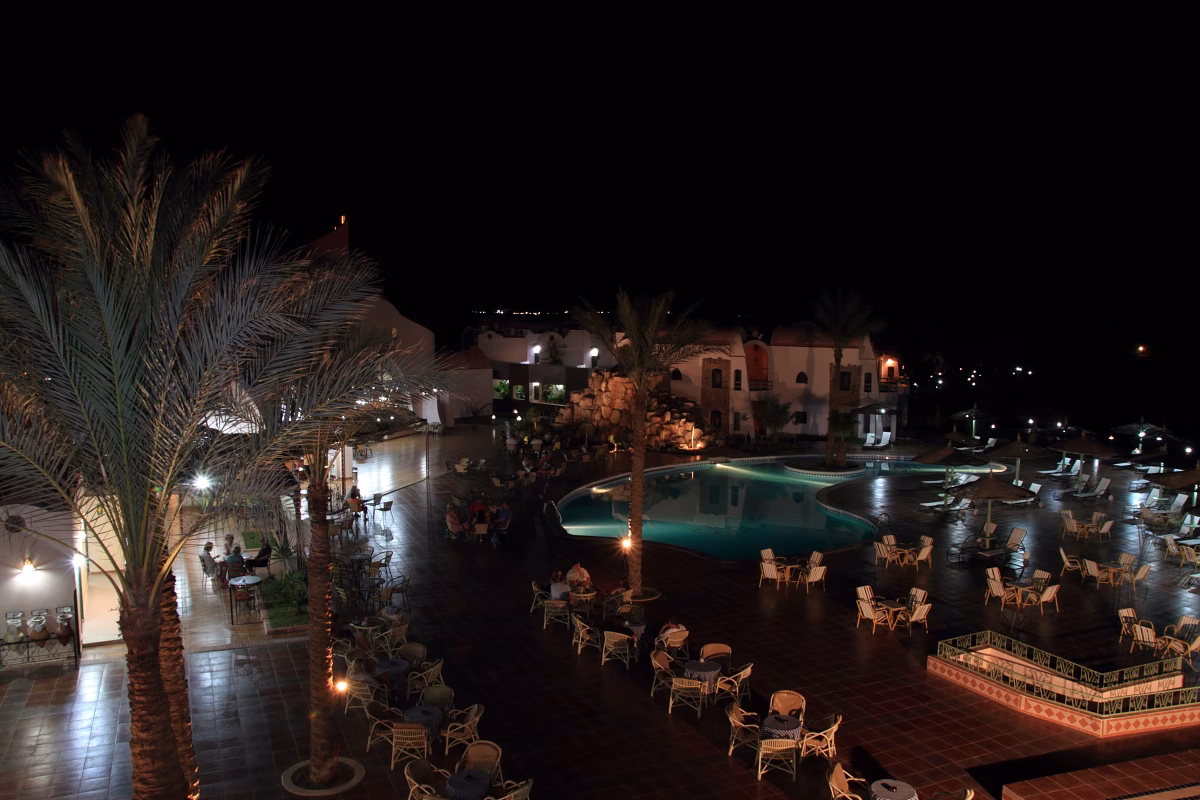 Shams Alam Resort pool area at night 
Ralf Schmidt - CC BY-SA 3.0 - via Wikimedia