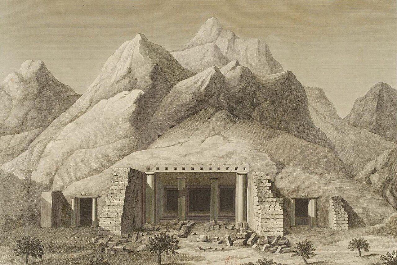 The large rock cut temple in 1821 
Frédéric Caillaud Public Domain Wikimedia.