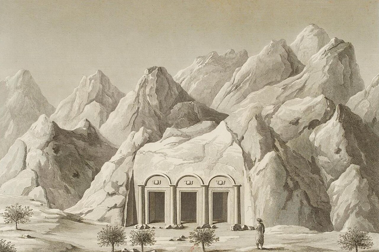 The smaller rock cut temple in 1821 
Frédéric Caillaud Public Domain Wikimedia.