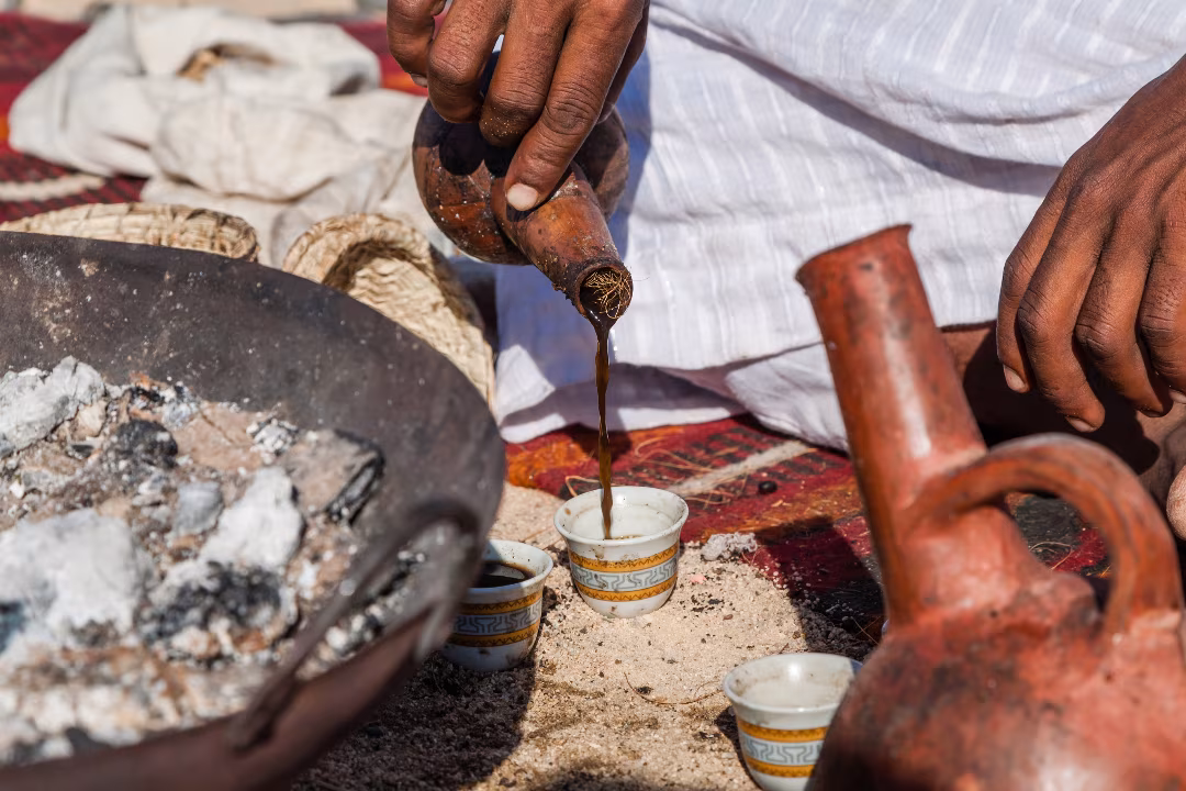 Fresh Gabbana coffee being poured. 
ID 62511219 © Amr Hassanein | Dreamstime.com. Original caption: "Fresh Coffee. Marsa Alam, Red Sea/ Egypt..."  Retrieved on 31.10.2025. 