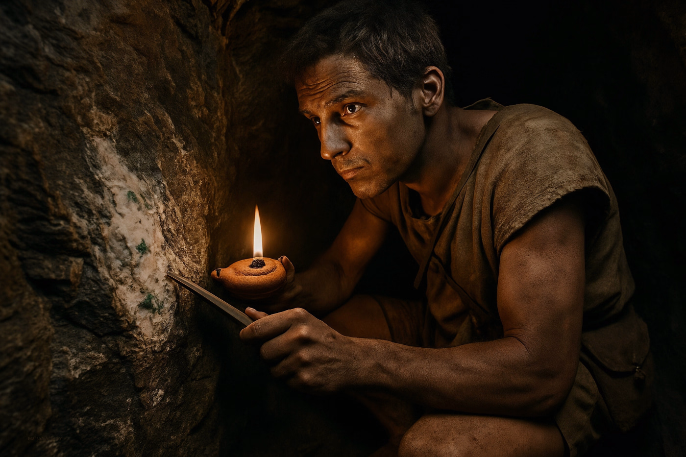 The miners learned how to read the geological clues. Image prompt: MarsaAlam.com AI generated 