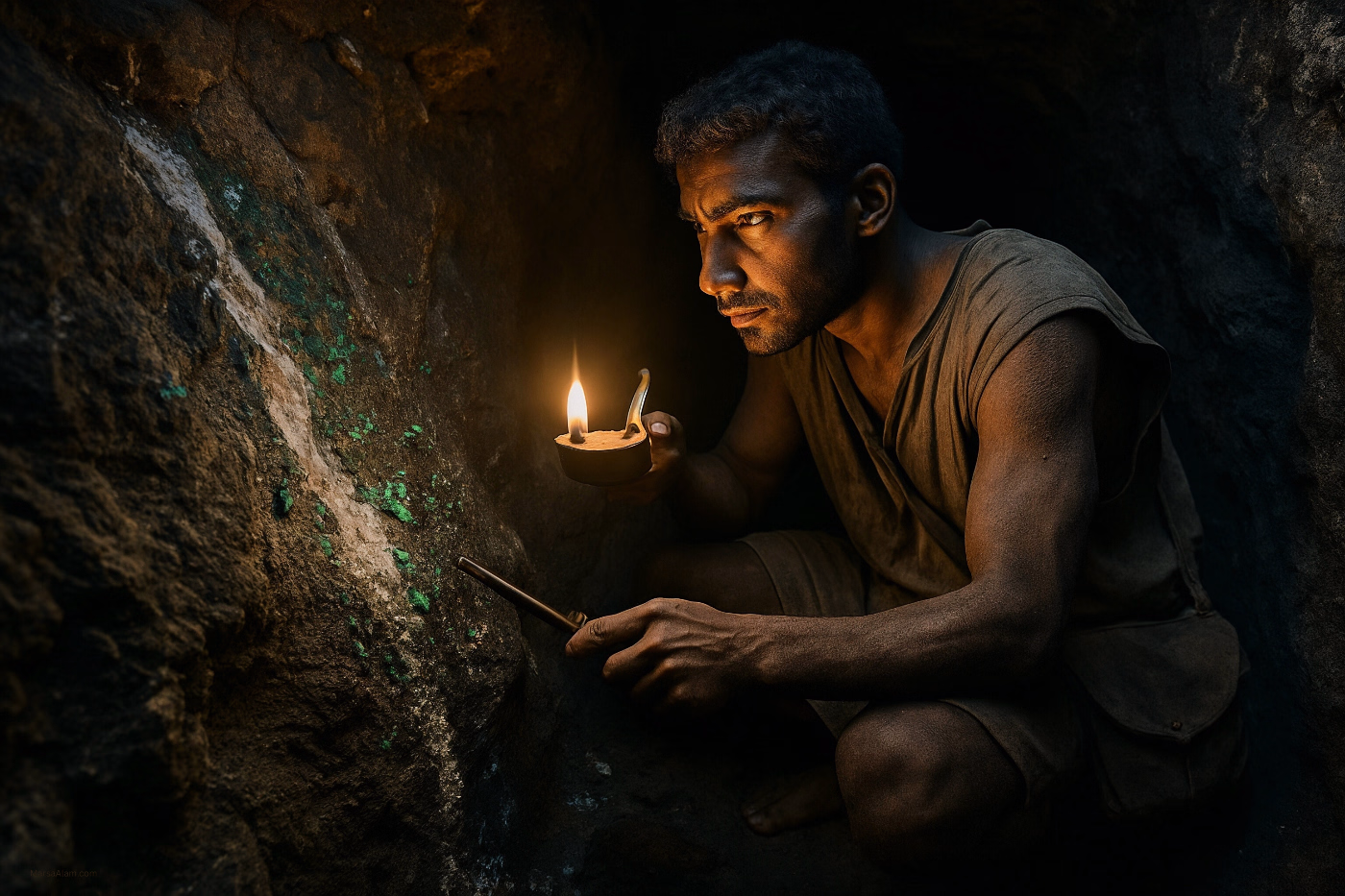 The miners learned how to read the geological clues. 
Image: MarsaAlam.com AI generated 