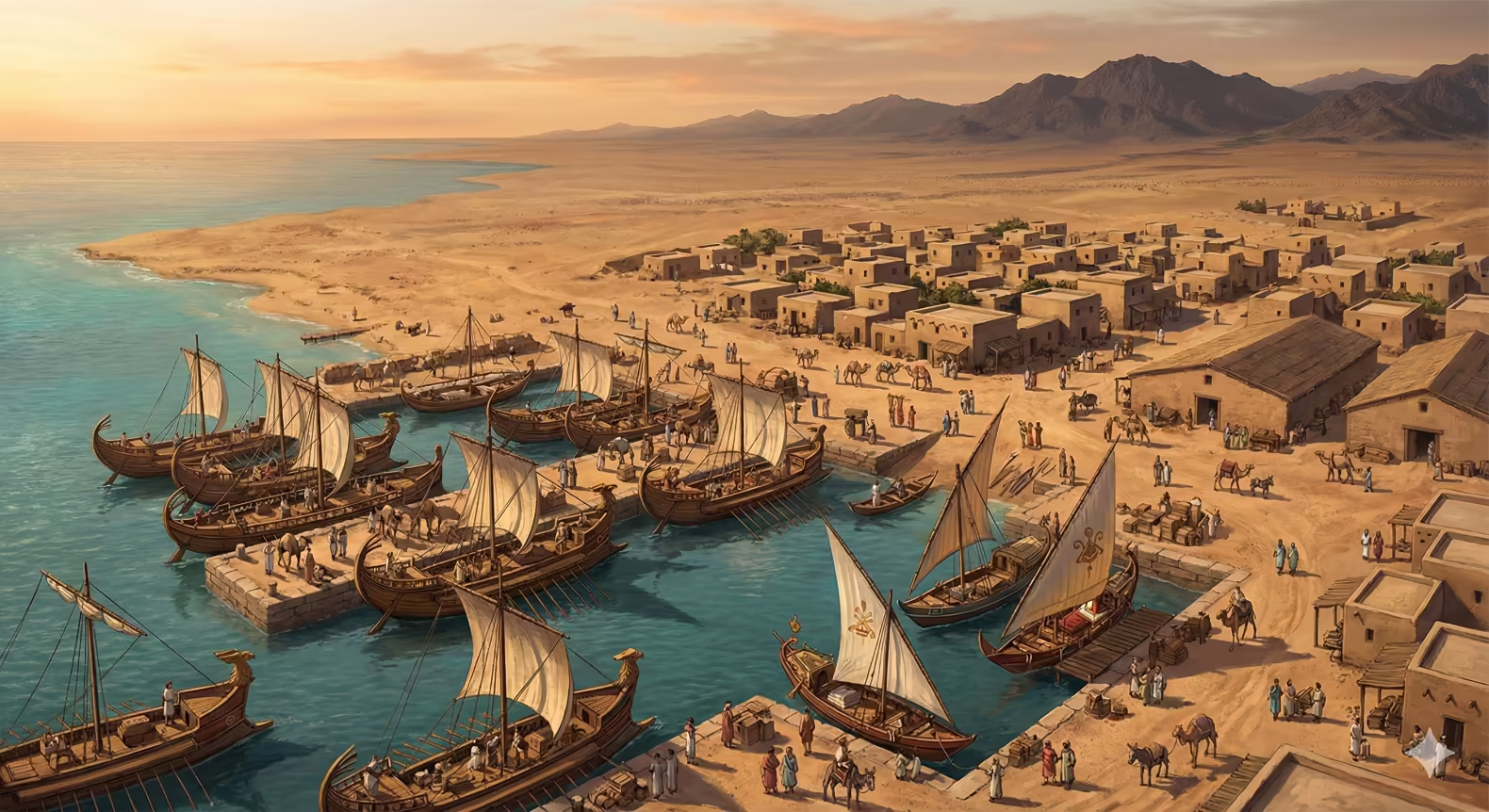 Myos Hormos enjoyed a trade boom under Roman rule. 
Image MarsaAlam.com generated using Google Gemini AI